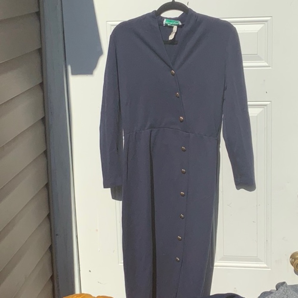 Navy Button-Down Dress